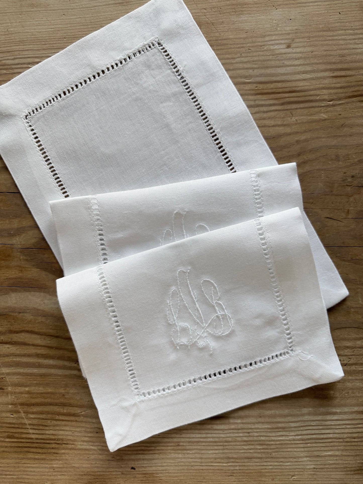 Folded Hemstitched Cocktail Napkins