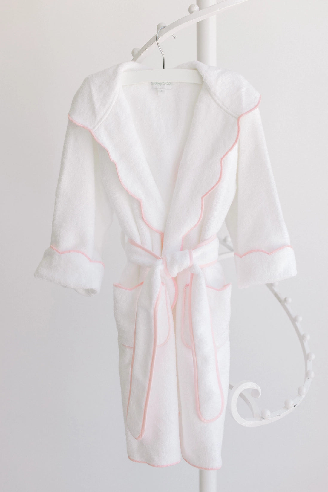Bathrobe | White Terry with Hood & Colored Trim